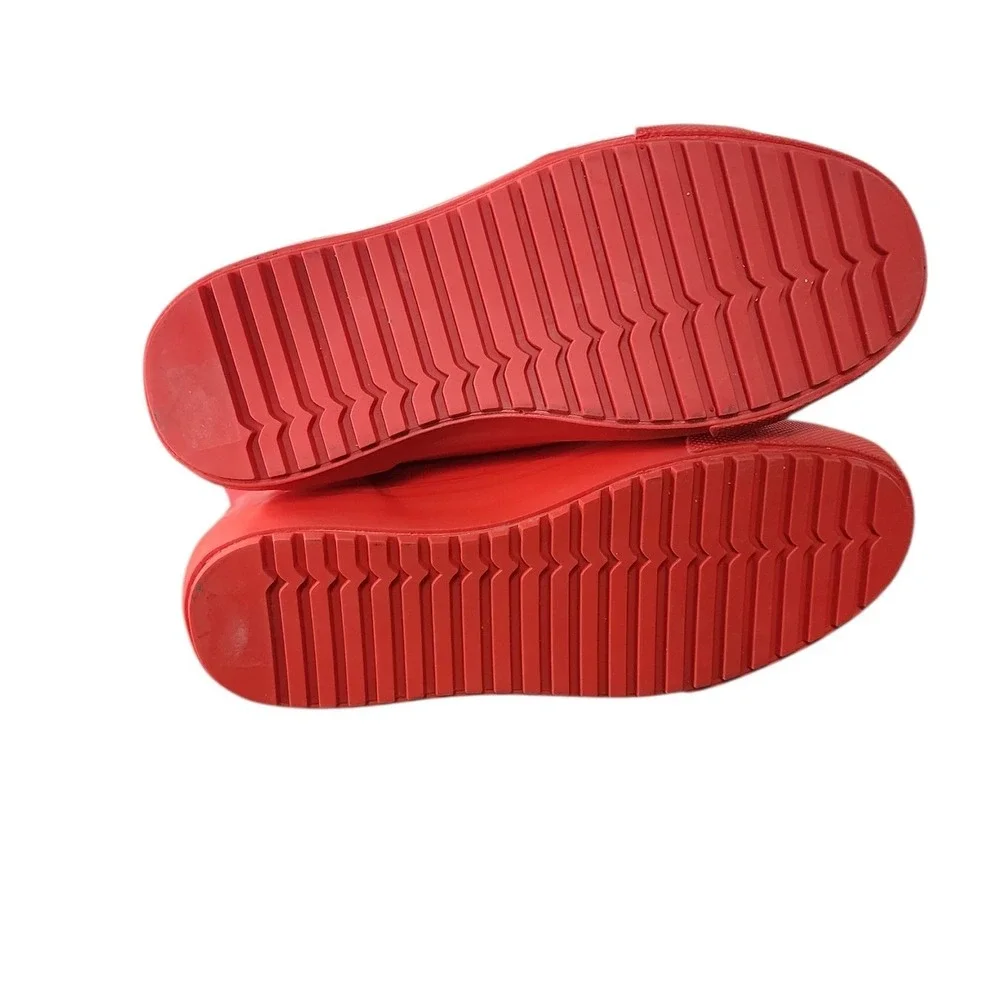 Hunter High‎ Top Rubber Boots Coral Red Lace Up Weatherproof Size W7 1/2